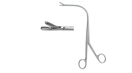 H192-3 indirect laryngeal forceps (long left bowl mouth)